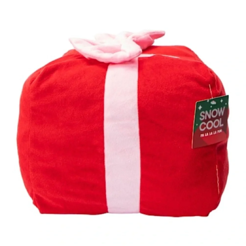 Pink Bow Red Present Decorative Holiday Plush Decor Pillow